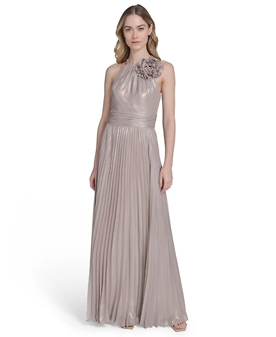 Eliza J Women's Metallic-Print Chiffon Sleeveless Gown