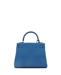 Pre-Owned Hermes Kelly 25 Handbag Blue Togo with Gold Hardware