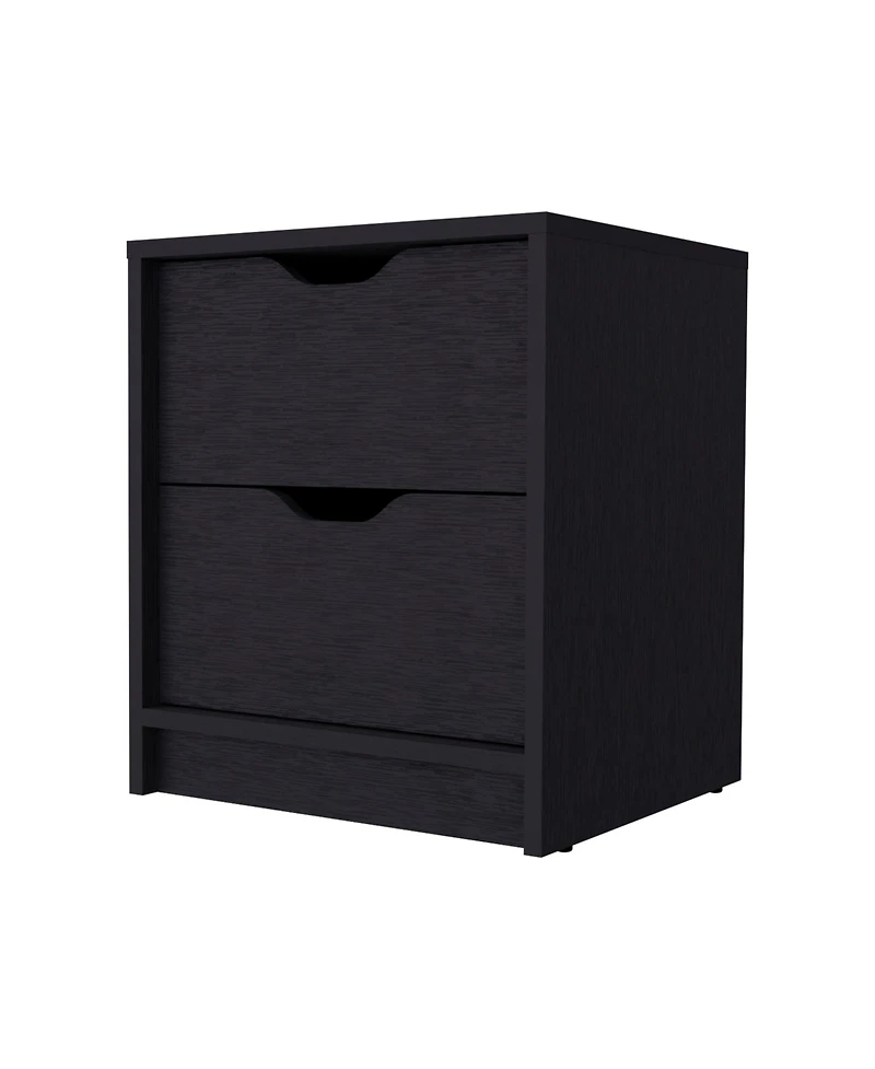 Contemporary Two-Drawer Faux Wood Nightstand with Smooth Glide Storage