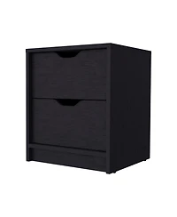 Contemporary Two-Drawer Faux Wood Nightstand with Smooth Glide Storage