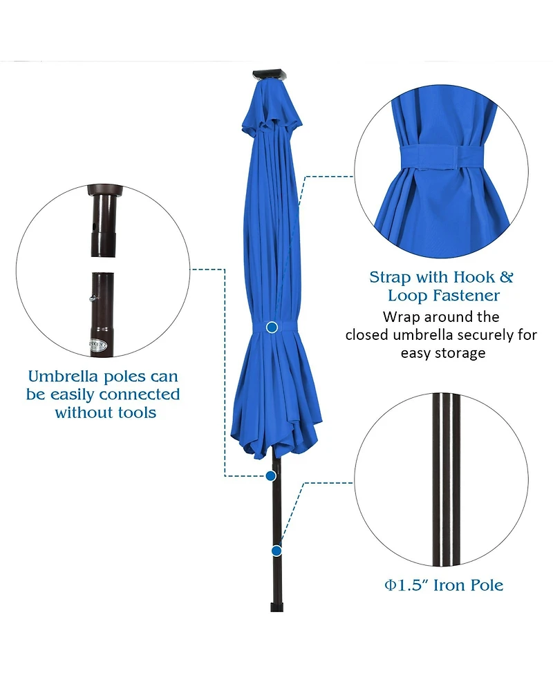 10 Feet Outdoor Patio Umbrella with Bright Solar Led Lights