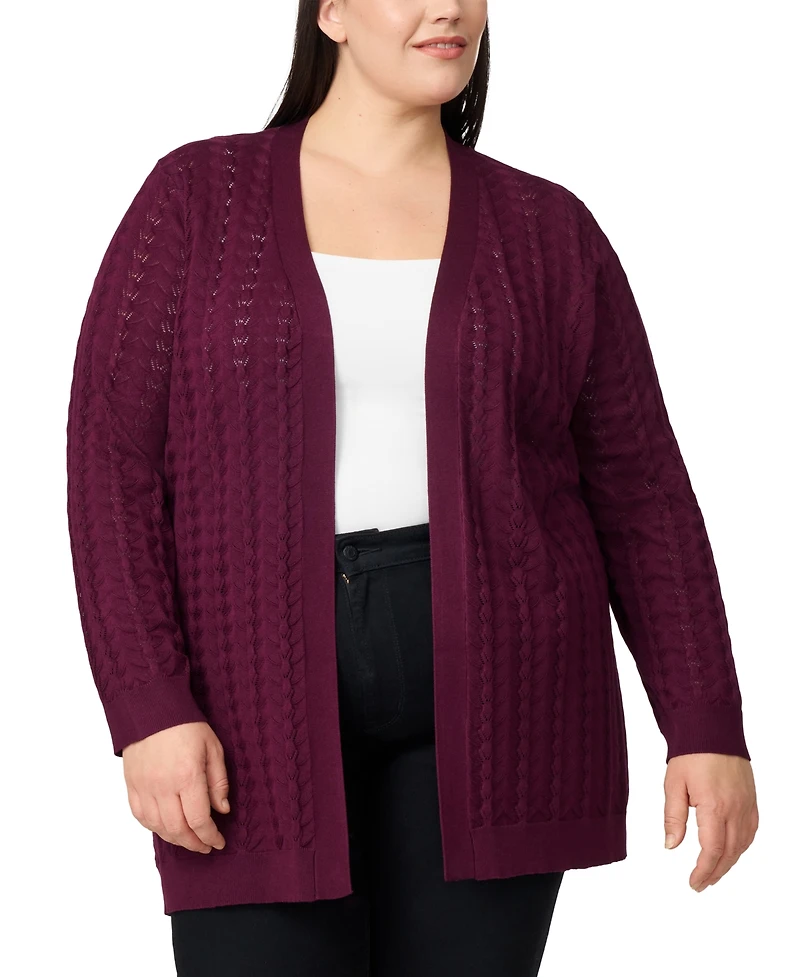 Melissa Paige Plus Pointelle Cardigan Sweater