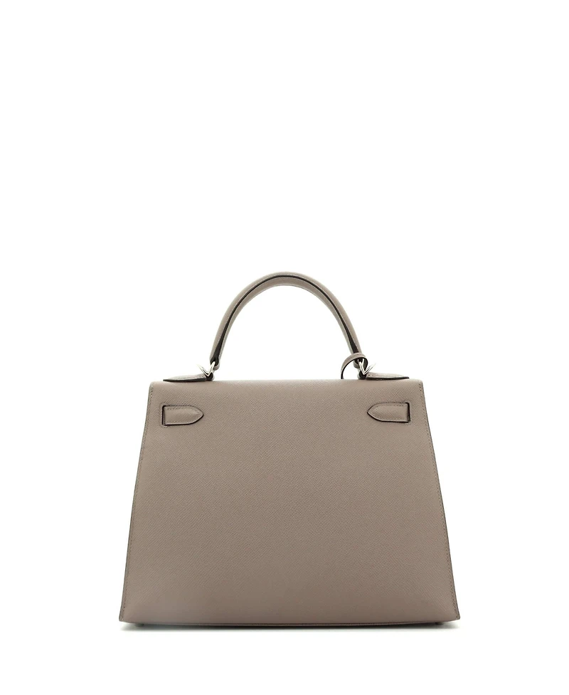 Pre-Owned Hermes Kelly 28 Handbag Grey Epsom with Palladium Hardware