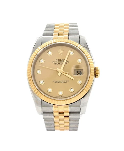 Pre-Owned Rolex Oyster Perpetual Datejust Automatic Watch in Stainless Steel and Gold with Diamond Markers 36mm