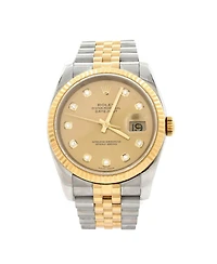 Pre-Owned Rolex Oyster Perpetual Datejust Automatic Watch in Stainless Steel and Gold with Diamond Markers 36mm