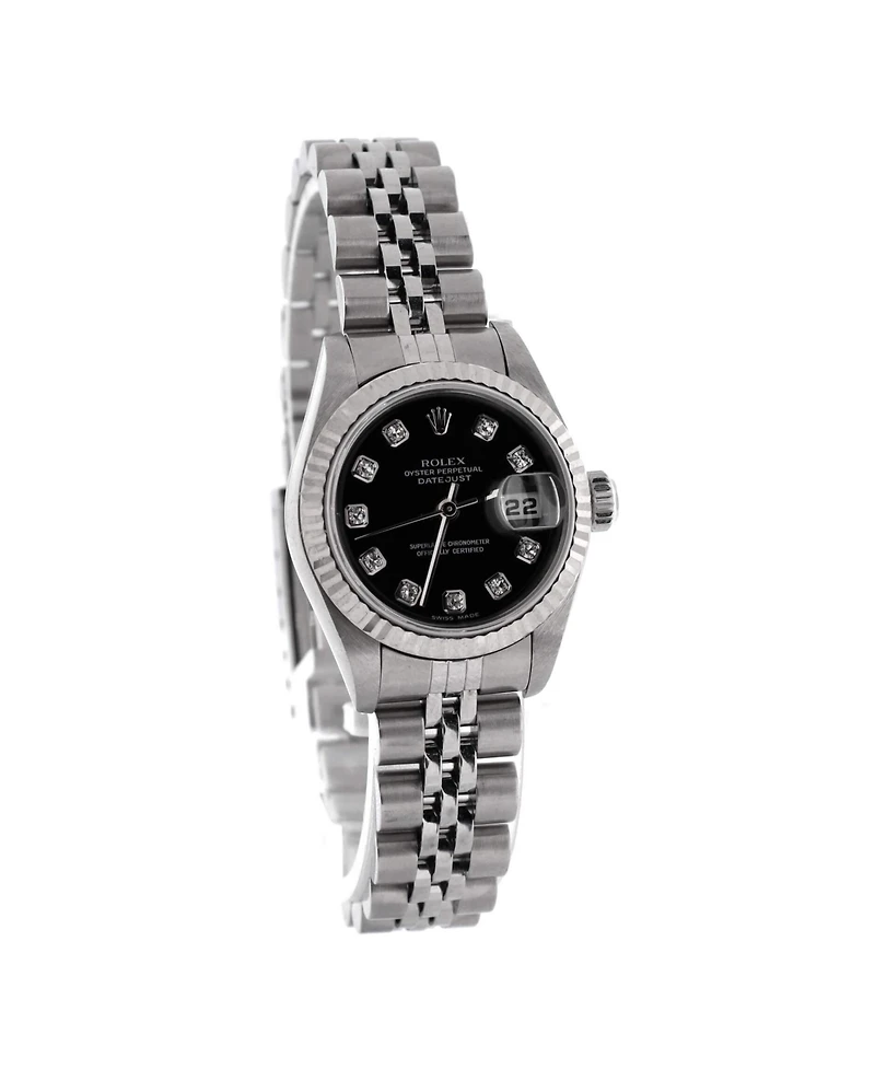Pre-Owned Rolex Oyster Perpetual Datejust Automatic Watch in Stainless Steel and White Gold with Diamond Markers 26mm