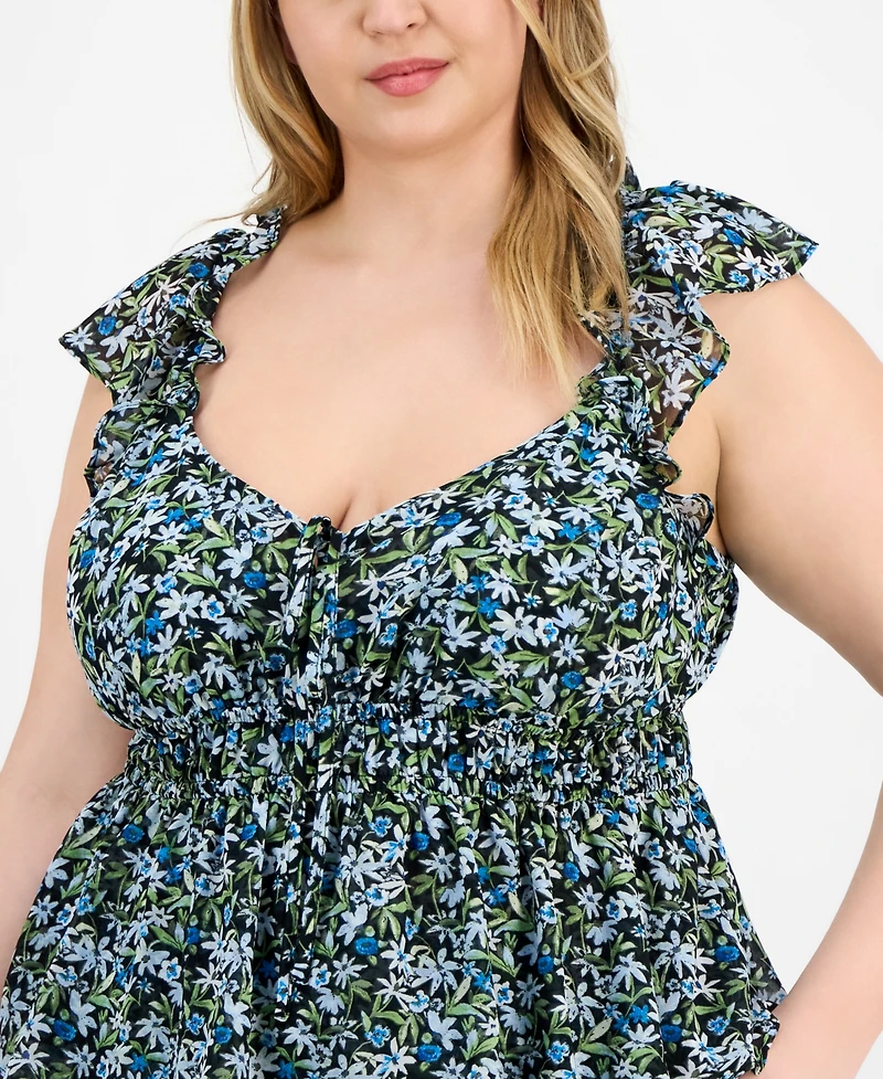 On 34th Trendy Plus Ruffled-Strap Smocked Top, Exclusively at Macy's