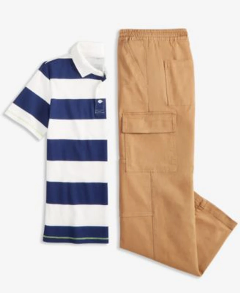 Epic Threads Little Big Boys Striped Rugby Polo Shirt Durable Twill Cargo Pants Exclusively At Macys