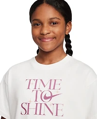 Nike Big Girls Sportswear Time to Shine Graphic Cotton T-Shirt