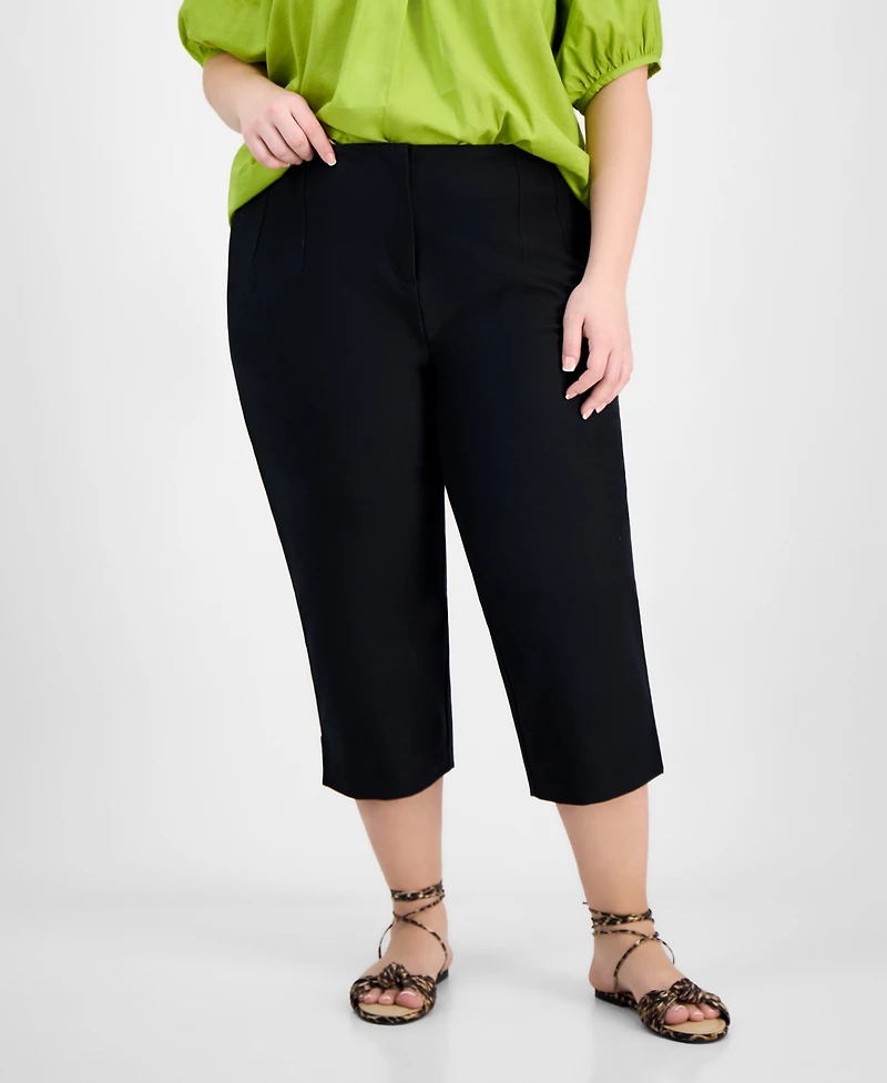 On 34th Trendy Plus Solid Stretch Straight-Leg Capris Pants, Exclusively at Macy's