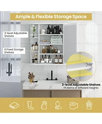 Wall-Mounted Bathroom Mirror Cabinet with Storage Shelves