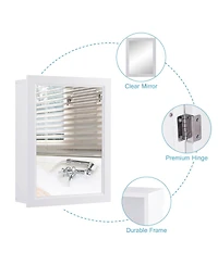 Mirrored Bathroom Medicine Cabinet with Single Door and Adjustable Shelf