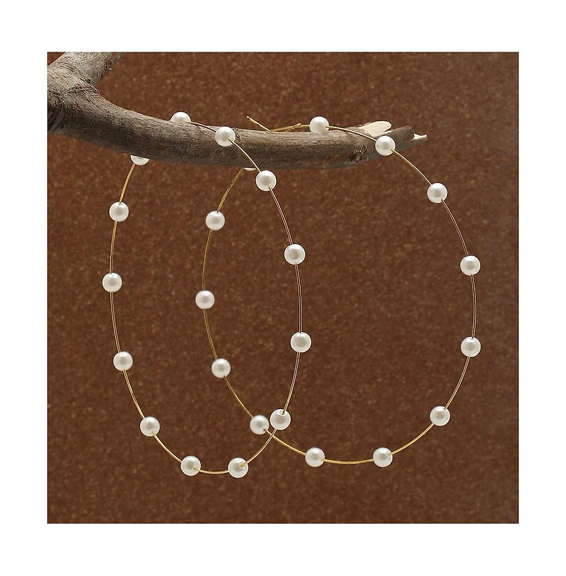 Sohi Gold-Plated Pearls Hoop Earring