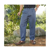 Campus Sutra Men's Steel Blue Tailored Linen-Blend Trousers