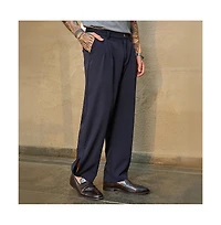 Campus Sutra Men's Midnight Black Straight-Cuffed Pleated Trousers
