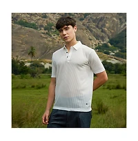Campus Sutra Men's Cream White Warp-Tactile Polo T-Shirt