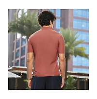 Campus Sutra Men's Sienna Brown Seamless Solid Polo T-Shirt