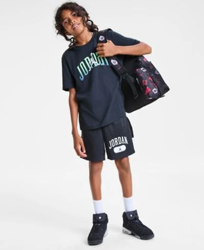 Jordan Big Boys Global Arch Logo Graphic T Shirt Mesh Logo Shorts Air School Backpack Pencil Case Set