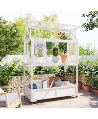 Portable Cold Frame Greenhouse with Wheels & Storage
