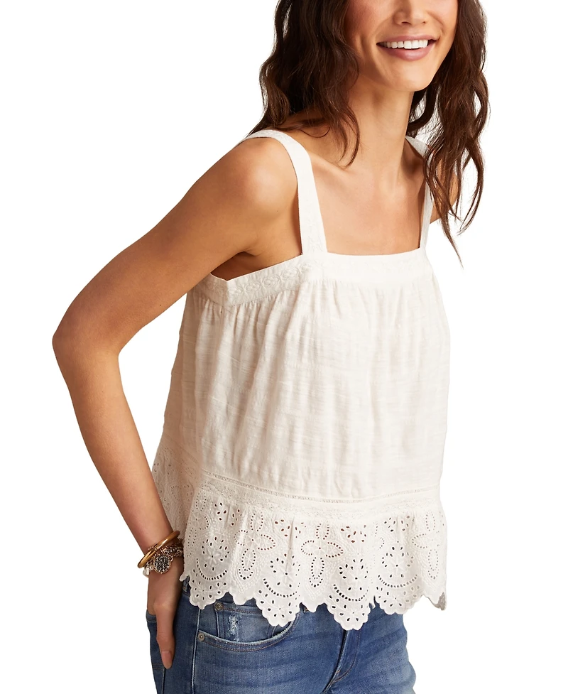 Lucky Brand Women's Embroidered Cotton Sleeveless Top