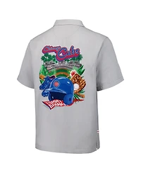 Tommy Bahama Men's Gray Chicago Cubs Hit and Run Silk Camp Button-Up Shirt