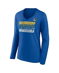Fanatics Women's Royal Golden State Warriors Iconic Tumble Long Sleeve V-Neck T-Shirt