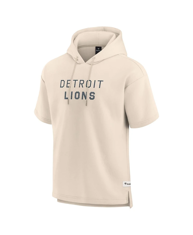 Fanatics Men's Cream Detroit Lions Elements Future Ground Lettering Short Sleeve Pullover Hoodie