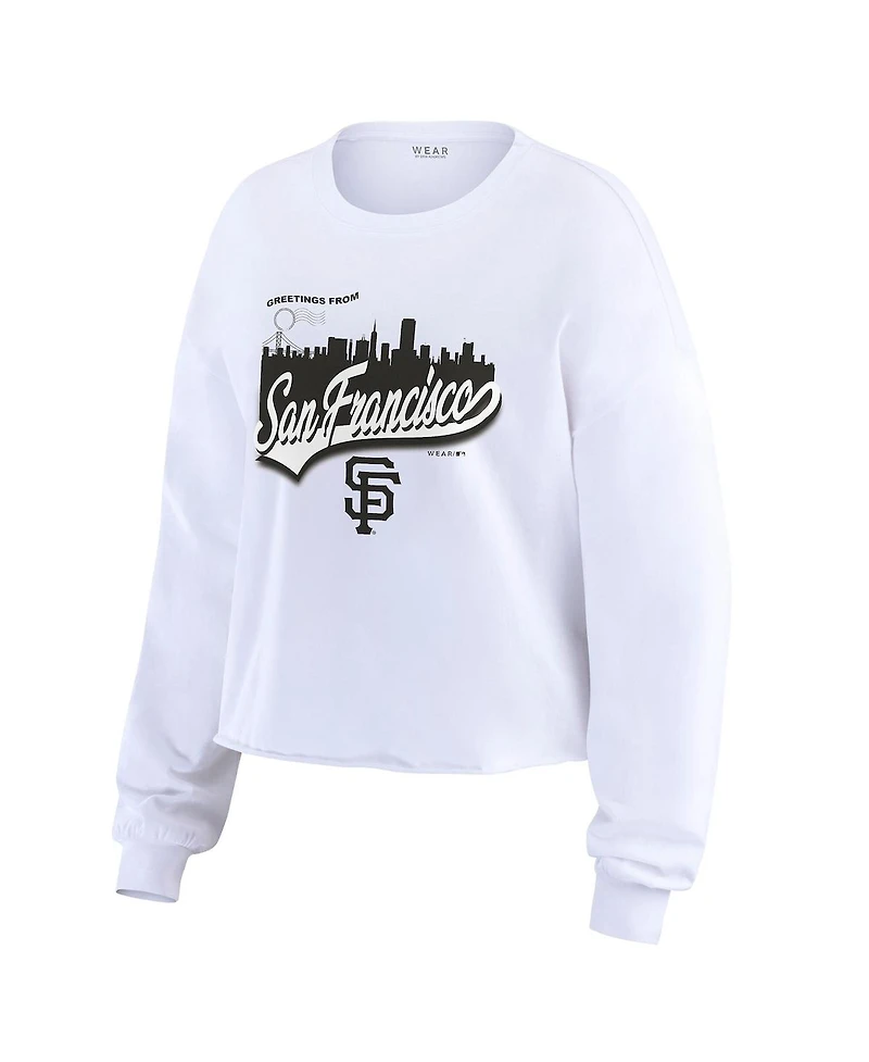 Wear by Erin Andrews Women's White San Francisco Giants Domestic Postcard Long Sleeve T-Shirt