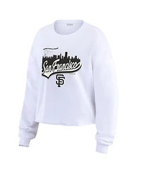 Wear by Erin Andrews Women's White San Francisco Giants Domestic Postcard Long Sleeve T-Shirt