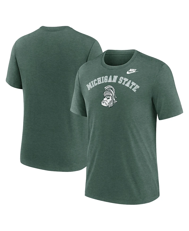 Nike Men's Heather Green Michigan State Spartans Legacy Arch Tri-Blend T-Shirt