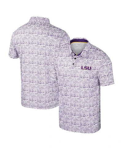 Colosseum Men's Purple Lsu Tigers It's Time Allover Print Polo Shirt