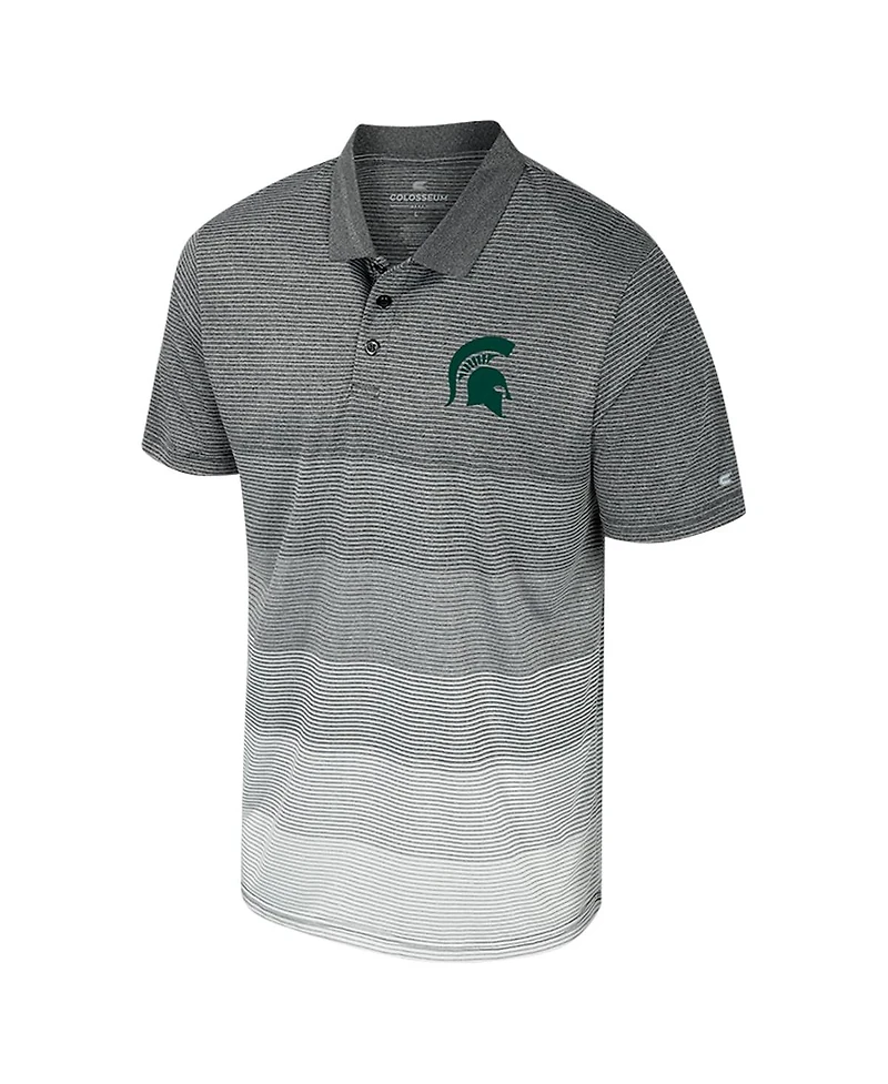 Colosseum Men's Gray Michigan State Spartans Striped Mesh Polo Shirt