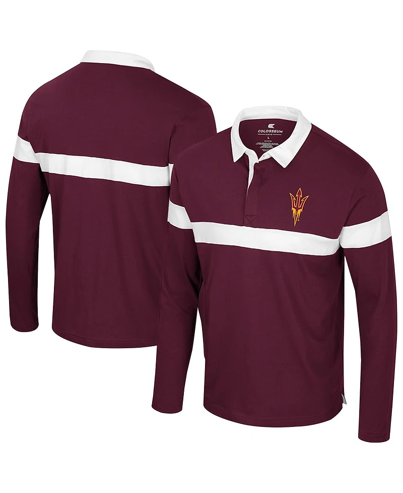 Colosseum Men's Maroon Arizona State Sun Devils Too Cool for School Long Sleeve Polo Shirt
