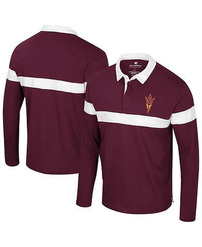 Colosseum Men's Maroon Arizona State Sun Devils Too Cool for School Long Sleeve Polo Shirt