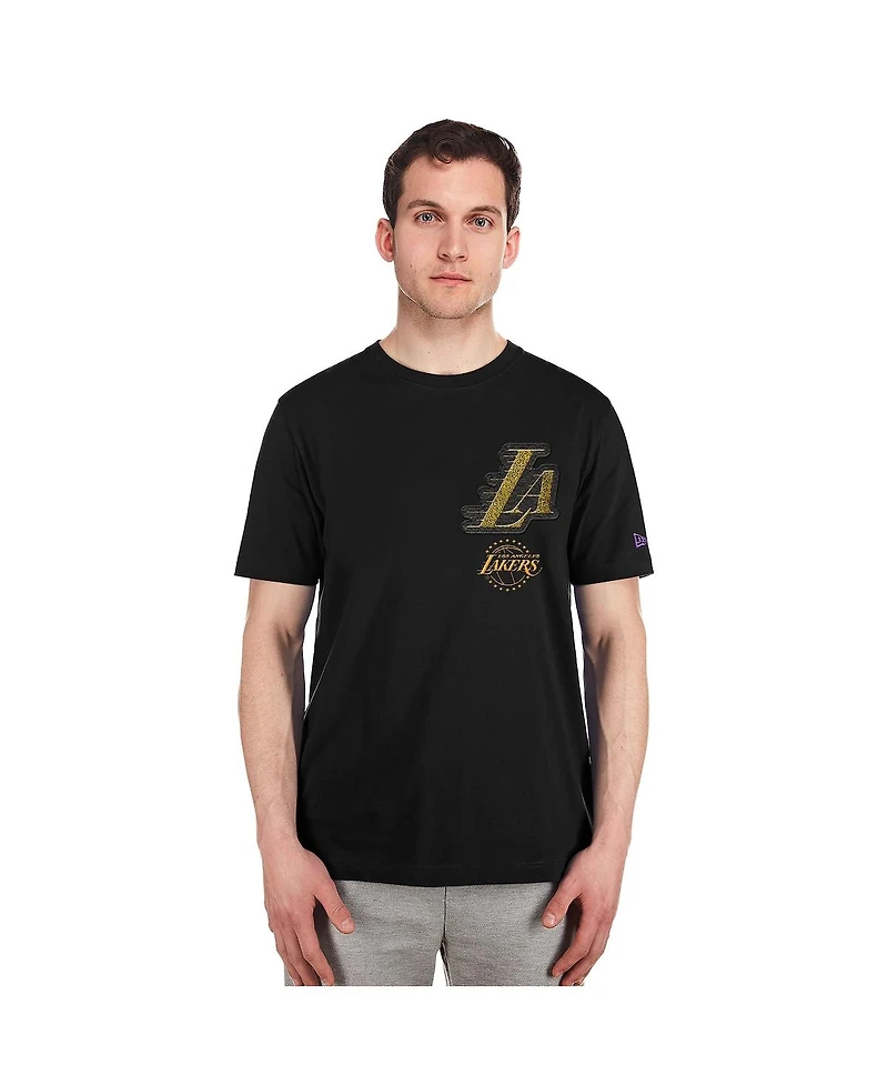 New Era Men's Black Los Angeles Lakers 2024/25 City Edition Chenille Heavyweight T-Shirt