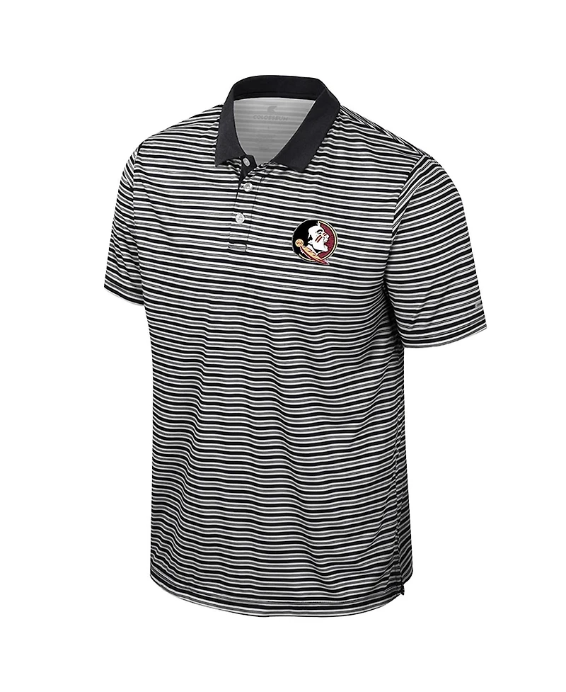 Colosseum Men's Black Florida State Seminoles Striped Polo Shirt