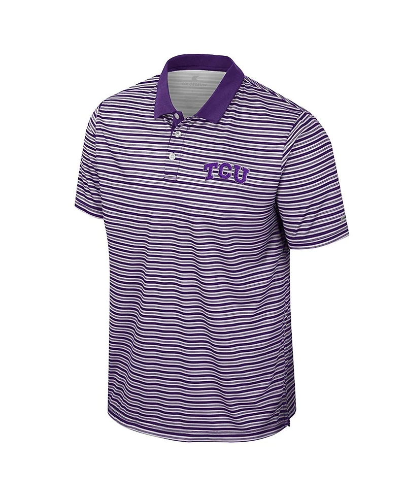 Colosseum Men's Purple Tcu Horned Frogs Striped Polo Shirt