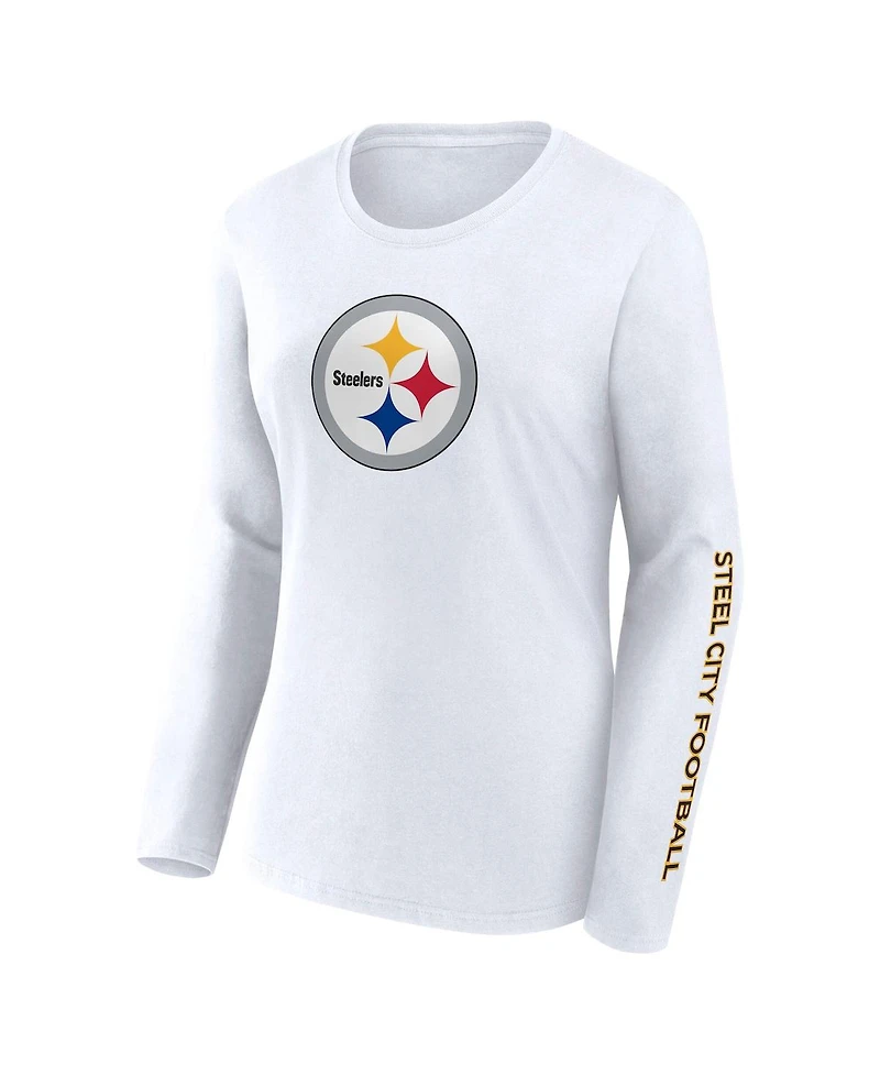 Fanatics Women's White Pittsburgh Steelers Long Sleeve T-Shirt