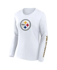 Fanatics Women's White Pittsburgh Steelers Long Sleeve T-Shirt