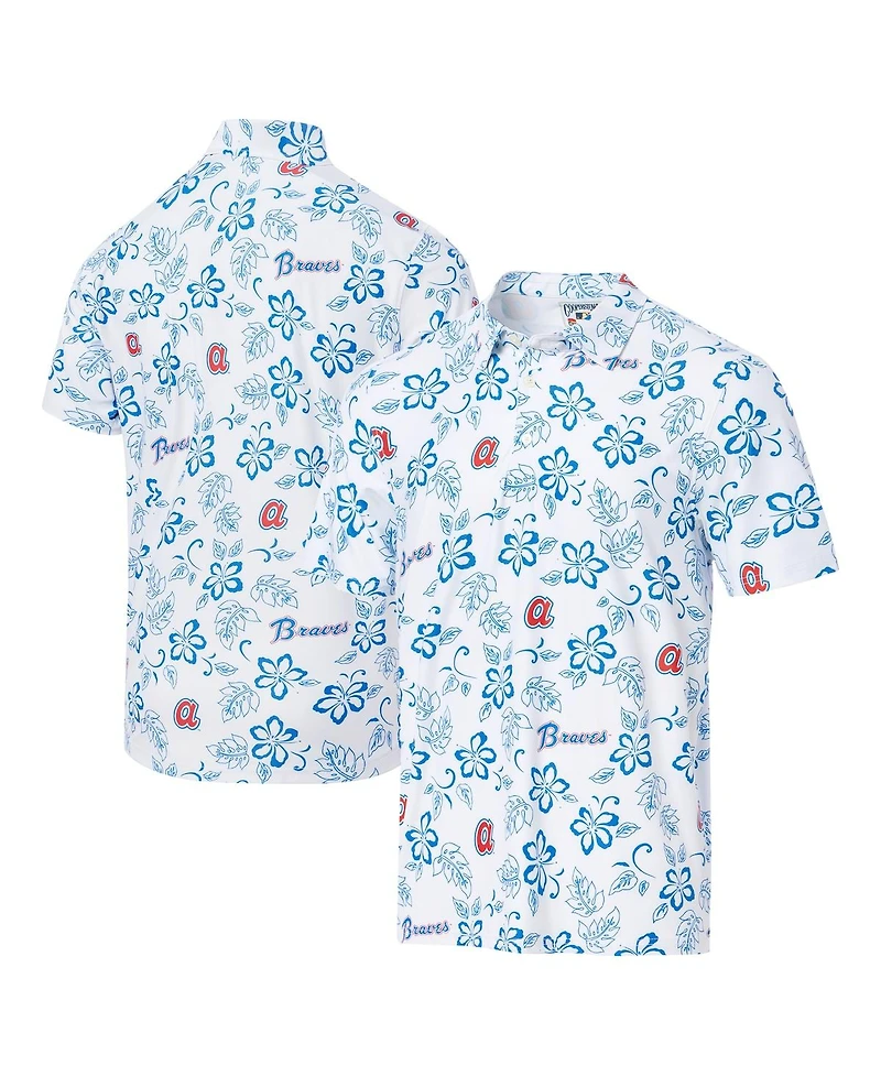Reyn Spooner Men's White Atlanta Braves Cooperstown Collection Performance Polo Shirt