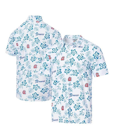 Reyn Spooner Men's White Atlanta Braves Cooperstown Collection Performance Polo Shirt