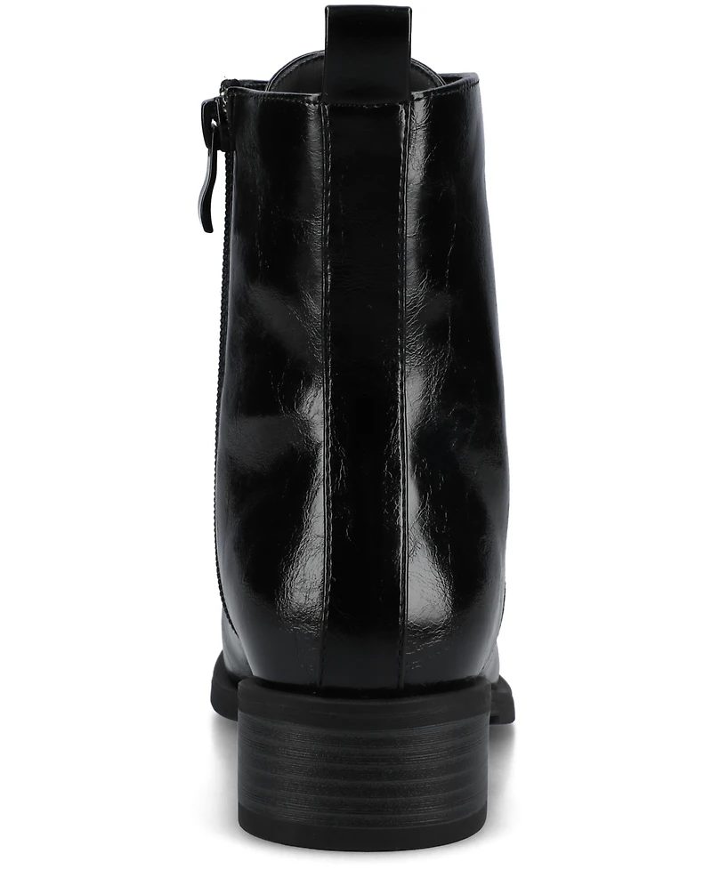 Journee Collection Women's Vienna Lace Up Stacked Heel Booties