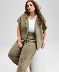 Now This Trendy Plus Size Cap Sleeve Scuba Knit Hoodie Jogger Pants Exclusively At Macys