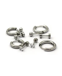 Set of 5 Stainless Steel Earrings: Hoops and Studs