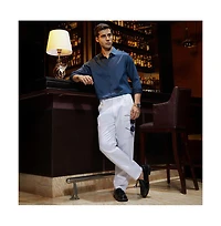 Campus Sutra Men's Cream White Ribbed-Pleated Chino Trousers