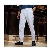 Campus Sutra Men's Cream White Ribbed-Pleated Chino Trousers