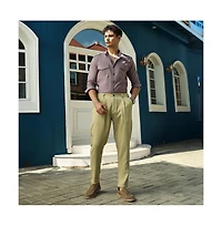 Campus Sutra Men's Lime Green Linen-Blend Chino Trousers
