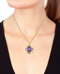 Effy Amethyst (6-1/2 ct. t.w.) & Tanzanite (1-3/8 ct. t.w.) Pendant Necklace in 14k Gold-Plated Silver, 17" + 1" extender