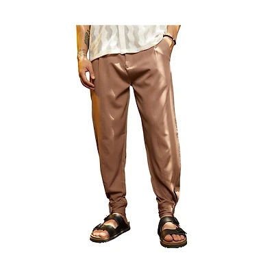 Campus Sutra Men's Tan Brown Panelled Gurkha Trousers