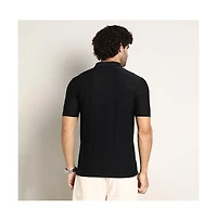 Campus Sutra Men's Obsidian Black Seamless Solid Polo T-Shirt